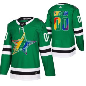 Dallas Stars Trikot Benutzerdefinierte Grün 2021 Pride Night Warmup